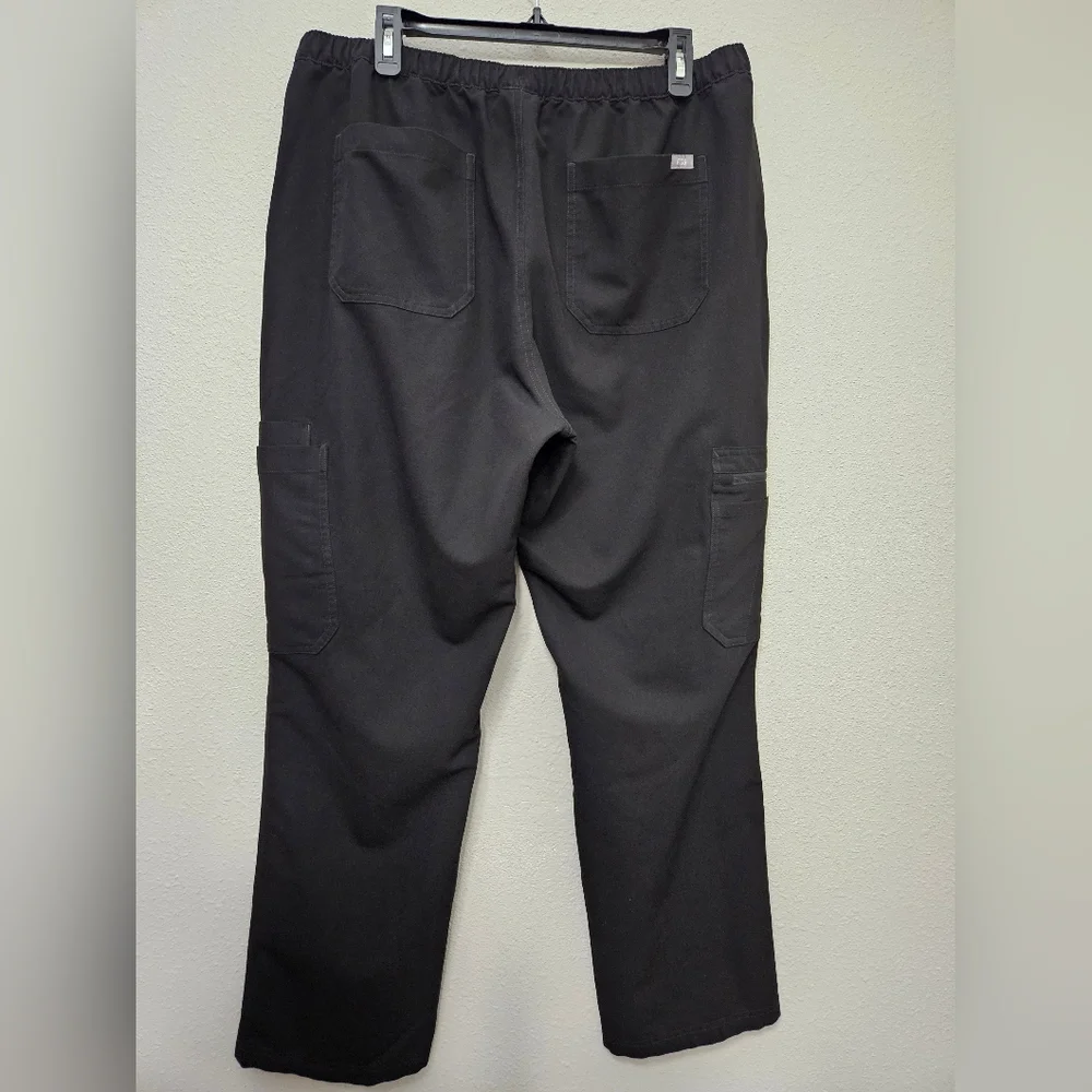 Figs Mens XL Cairo Black Elastic Waist With Zipper Button Scrub Pants Nursing